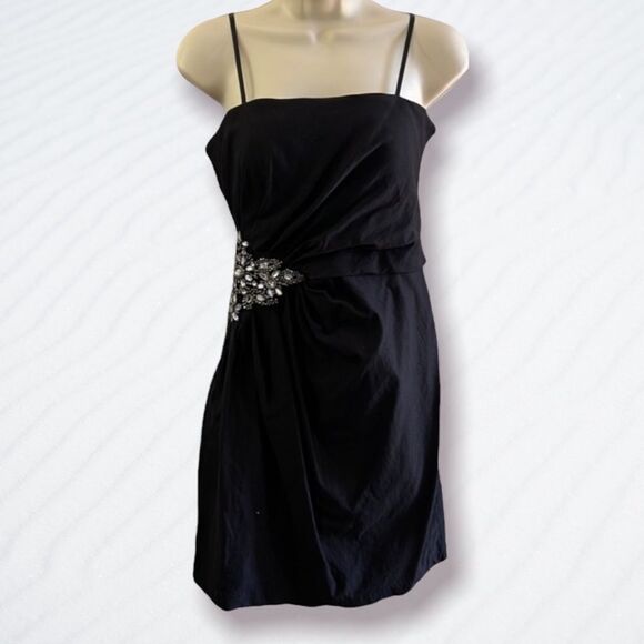 Y2K Black Stretchy Mini Dress wi Party / Cocktail Dress Size 9 Homecoming - Picture 1 of 3